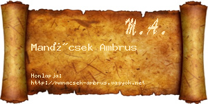 Manácsek Ambrus névjegykártya